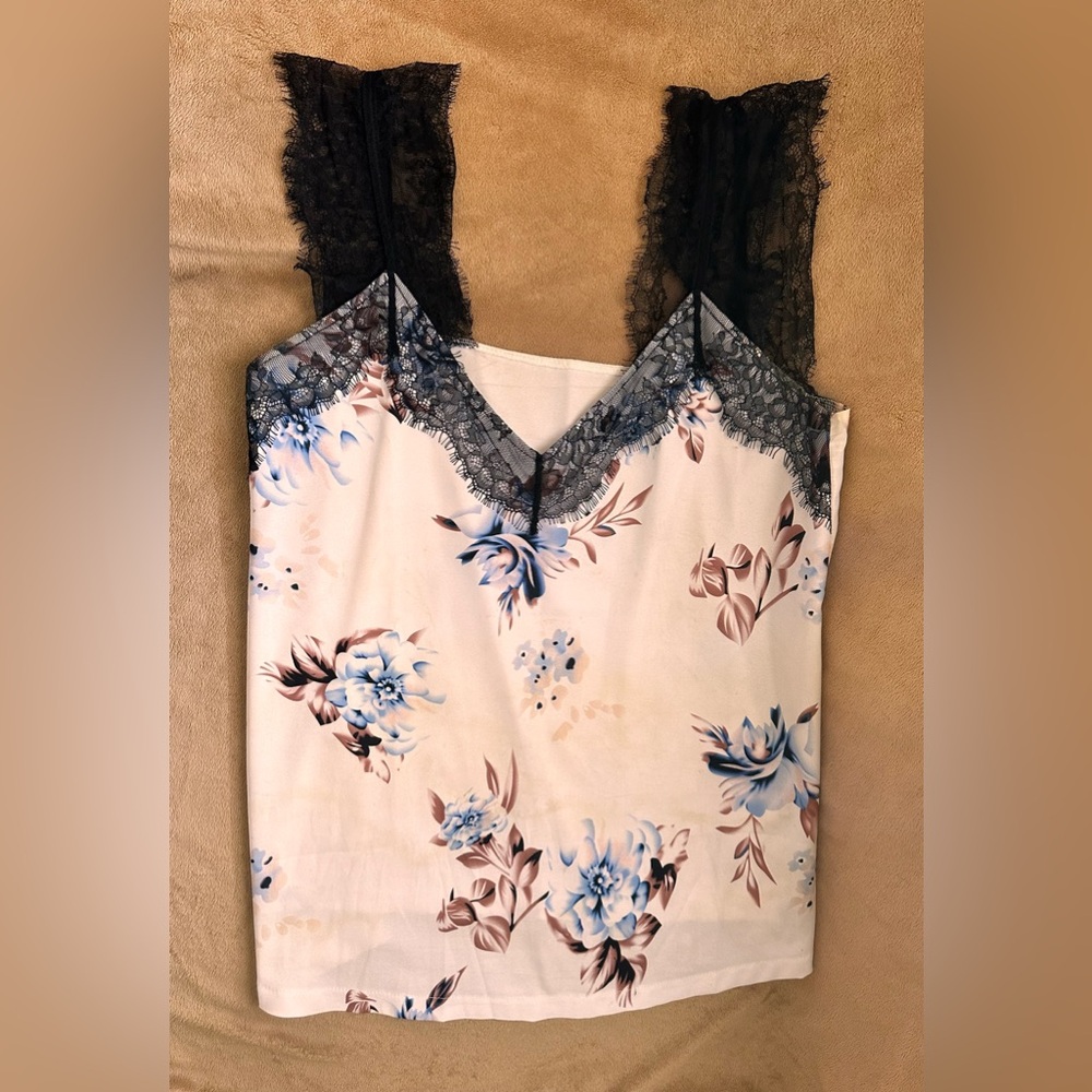 Sexy black lace sleeveless blouse
